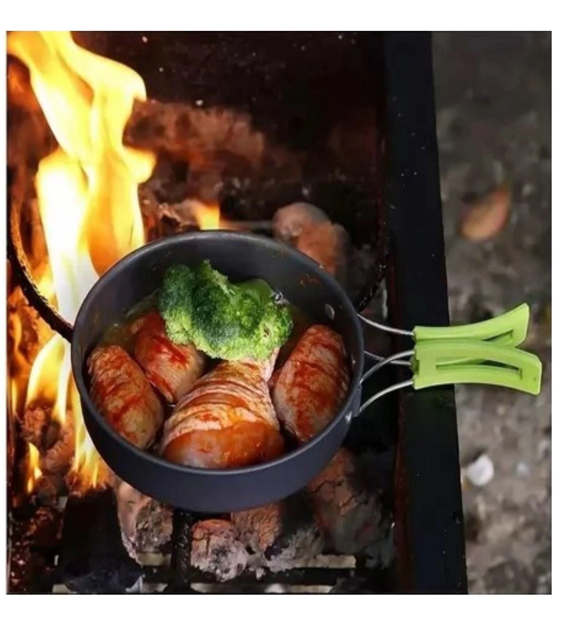 Set Ollas Camping Con Cocinilla Cubiertos 10 Piezas Acampada-6
