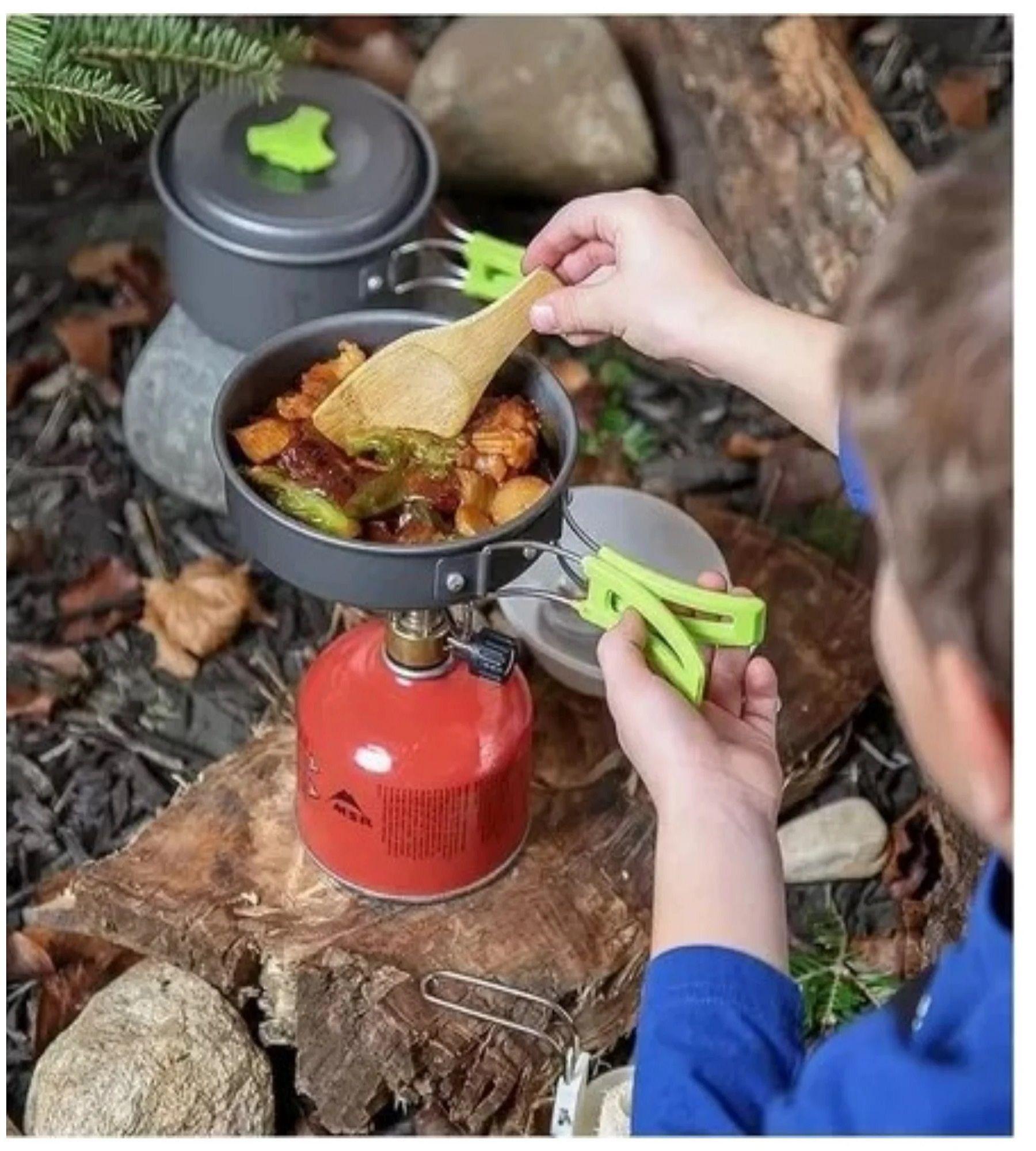 Set Ollas Camping Con Cocinilla Cubiertos 10 Piezas Acampada-7
