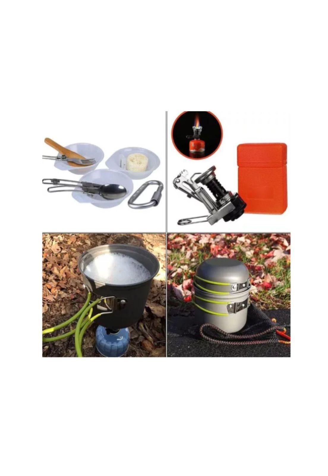 Set Ollas Camping Con Cocinilla Cubiertos 10 Piezas Acampada-9