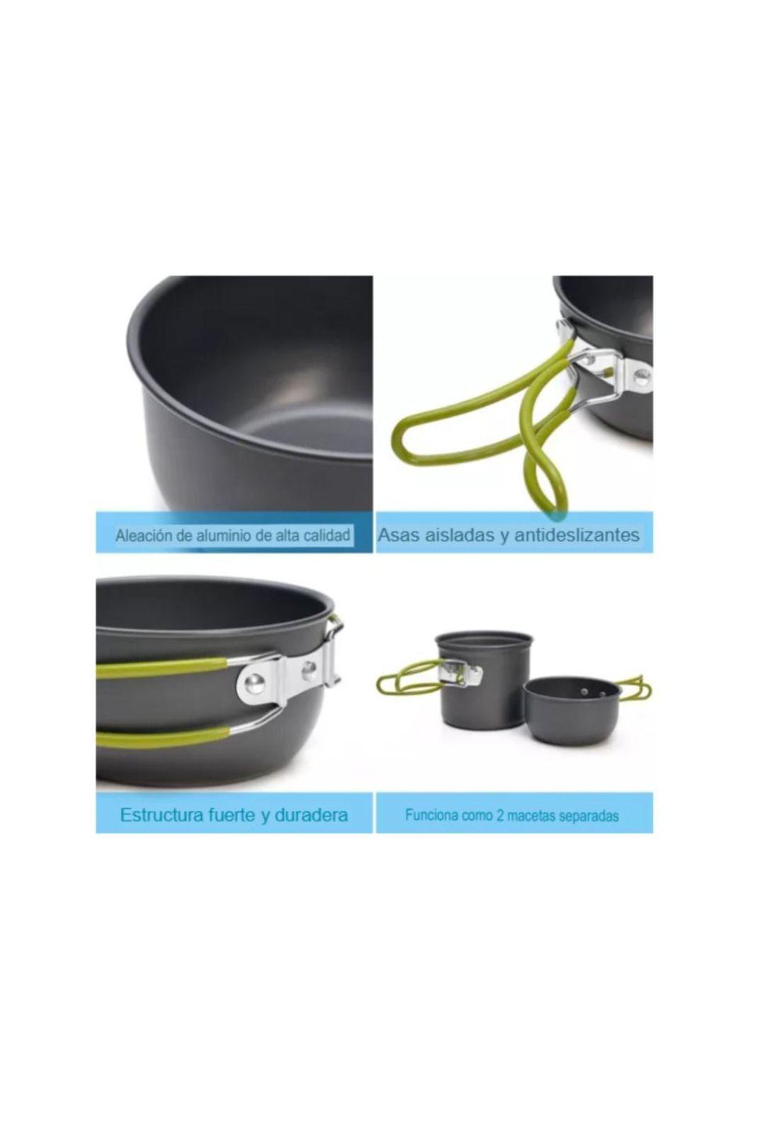 Set Ollas Camping Con Cocinilla Cubiertos 7 Piezas Acampada-4