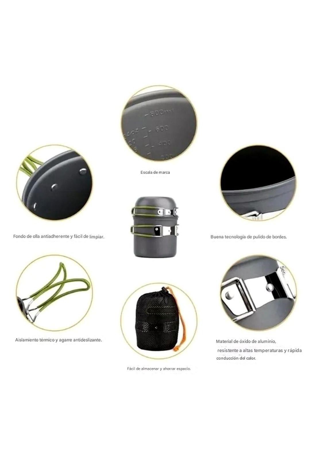 Set Ollas Camping Con Cocinilla Cubiertos 7 Piezas Acampada-7