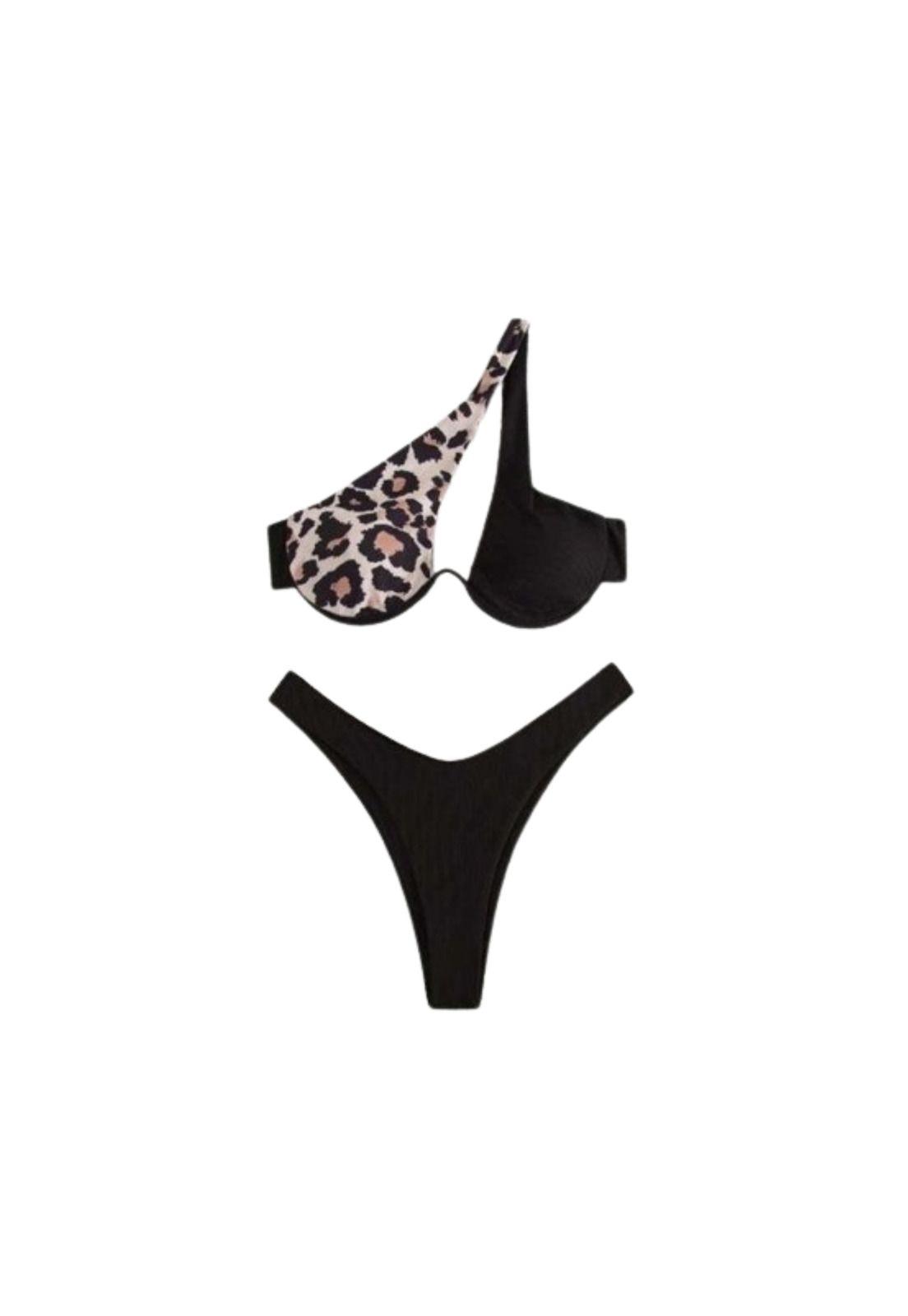 Traje Baño Bikini Alto Animal Print Con Aro Realce-2