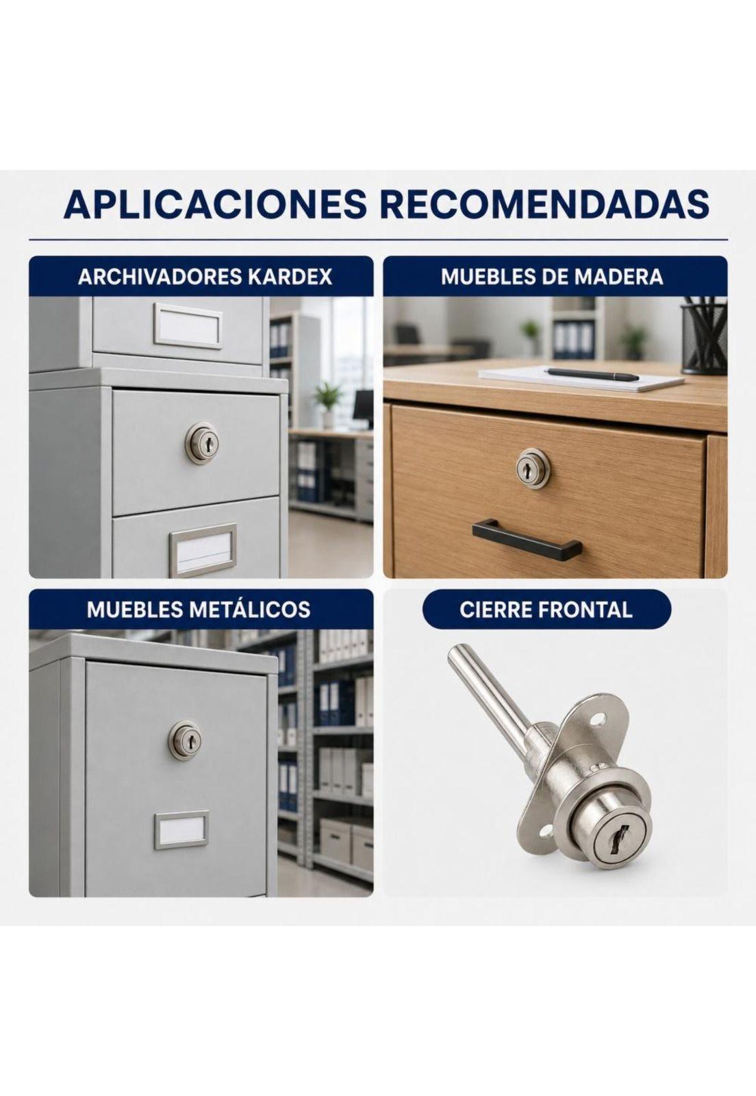 Cerradura mueble kardex frontal niquel D88-B120 Poli Chile-6