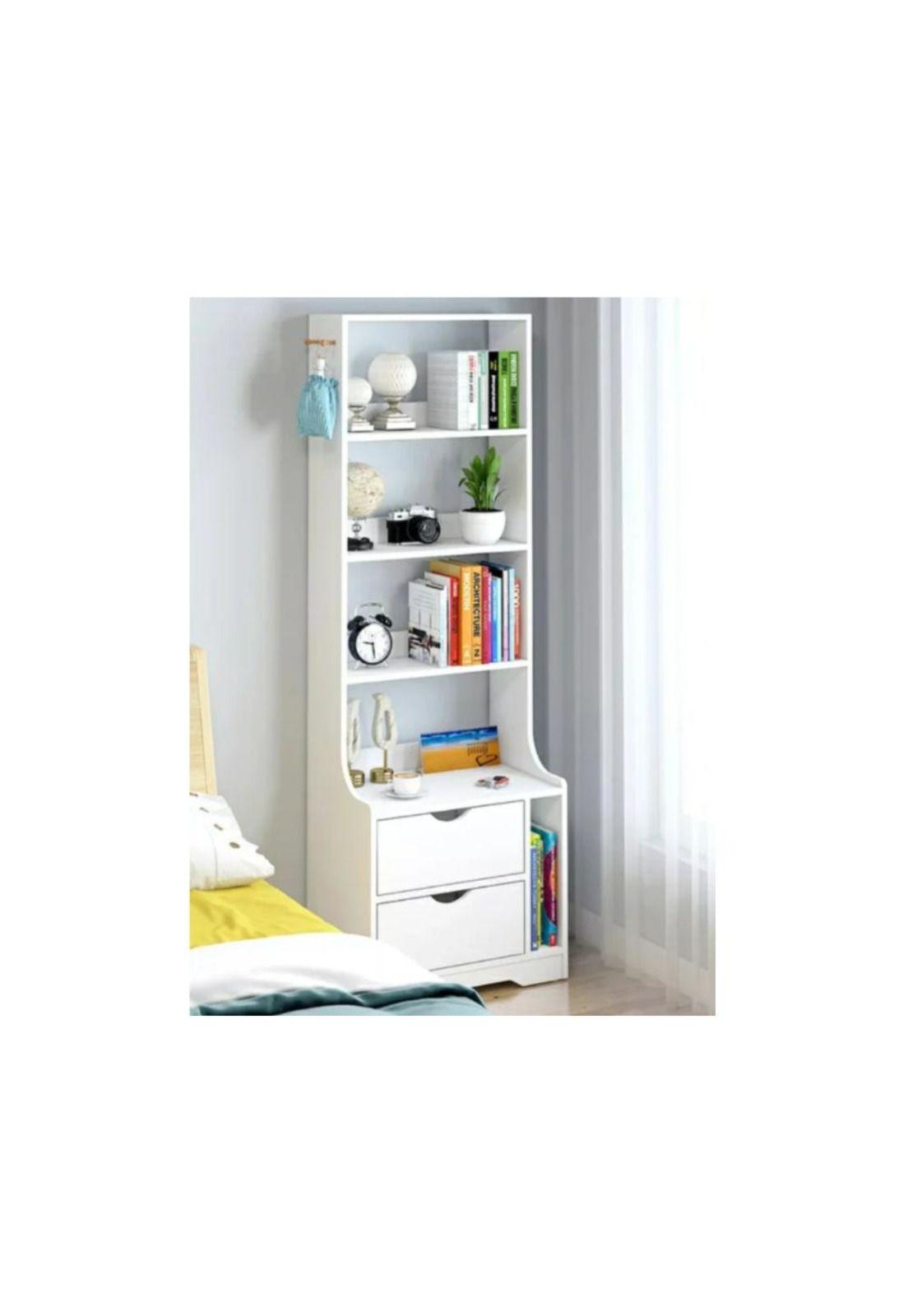 Mesita de Noche Alta para Dormitorio con Cajones Estante-0