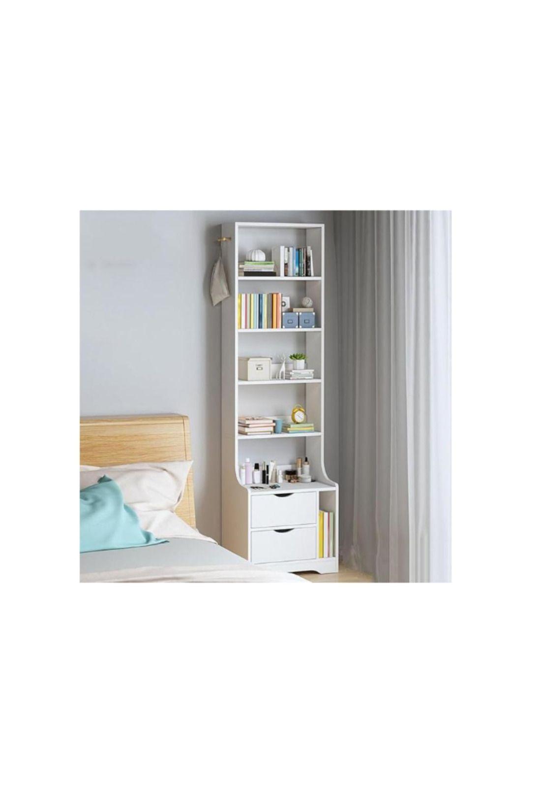 Mesita de Noche Alta para Dormitorio con Cajones Estante-3