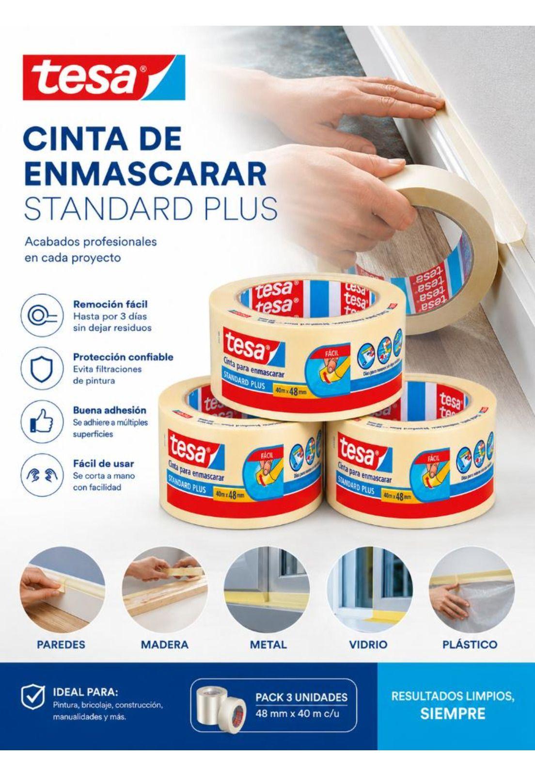 3 Cintas De Enmascarar Masking Tape Tesa 40 Mts X 48 Mm-5