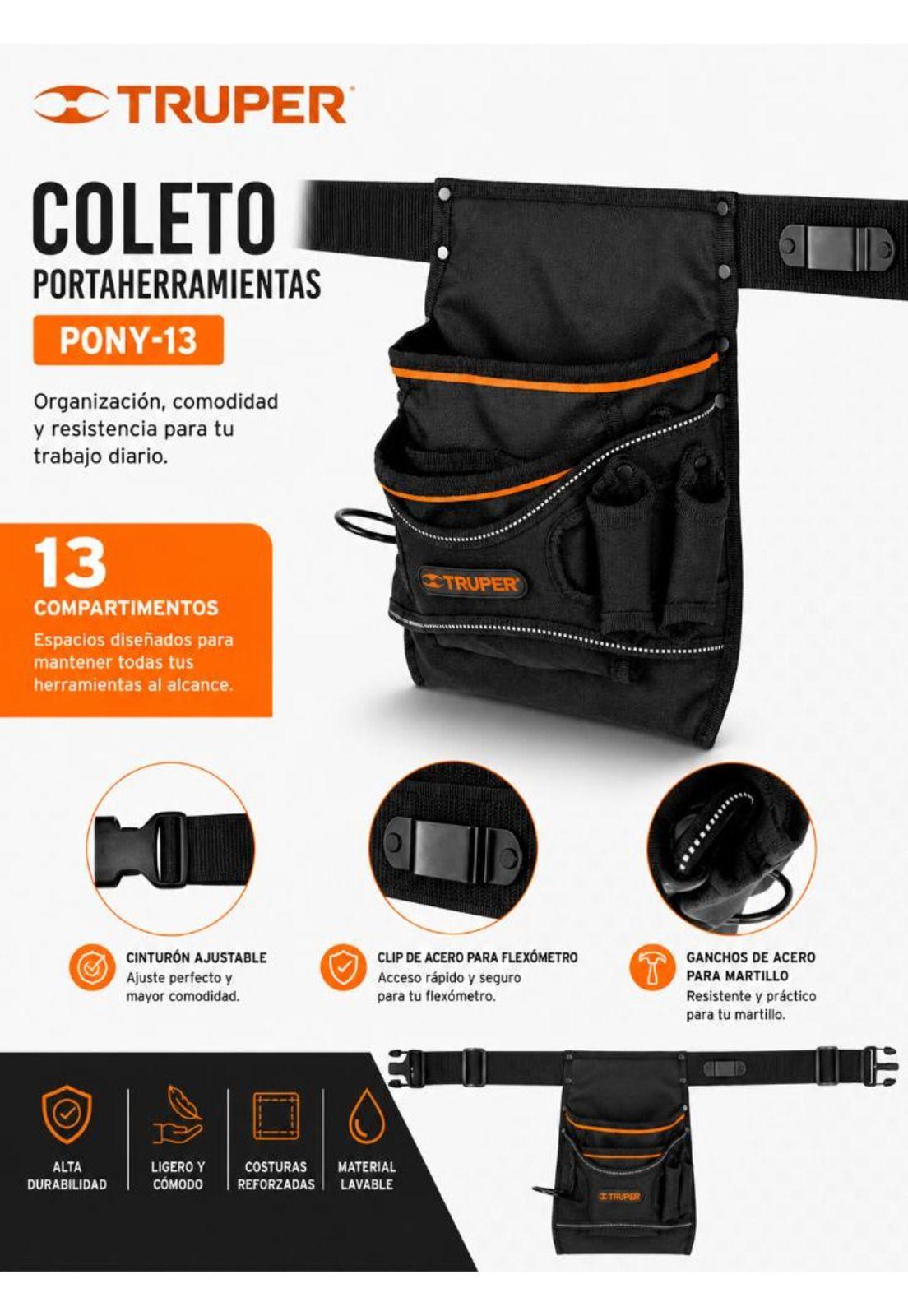 Coleto Portaherramientas Truper, 13 Compartimentos Pony-13-7