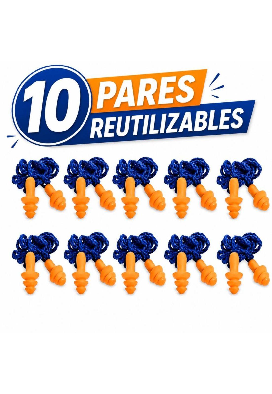 Tapon Auditivo Daumer Reutilizable (10 Pares) Con Cordon-0