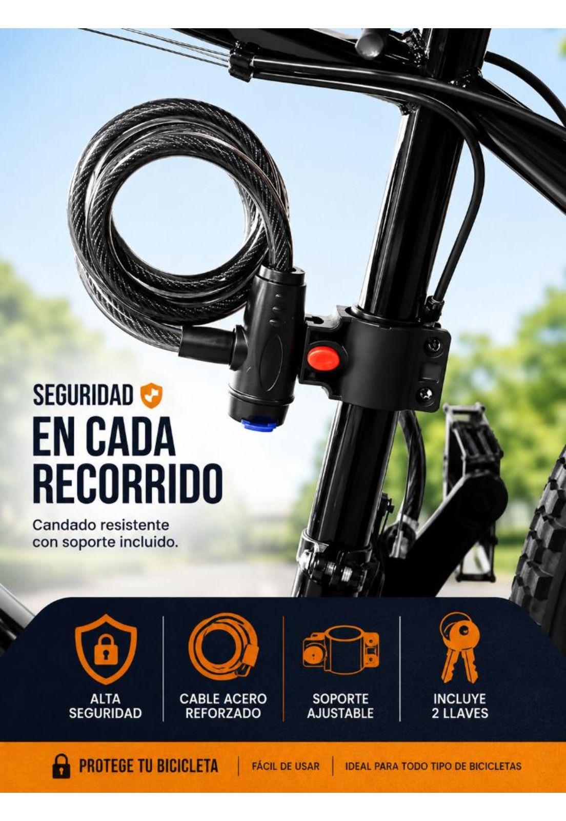 Candado Para Bicicleta Piola Y Manguera Con Soporte 2 Llaves-2