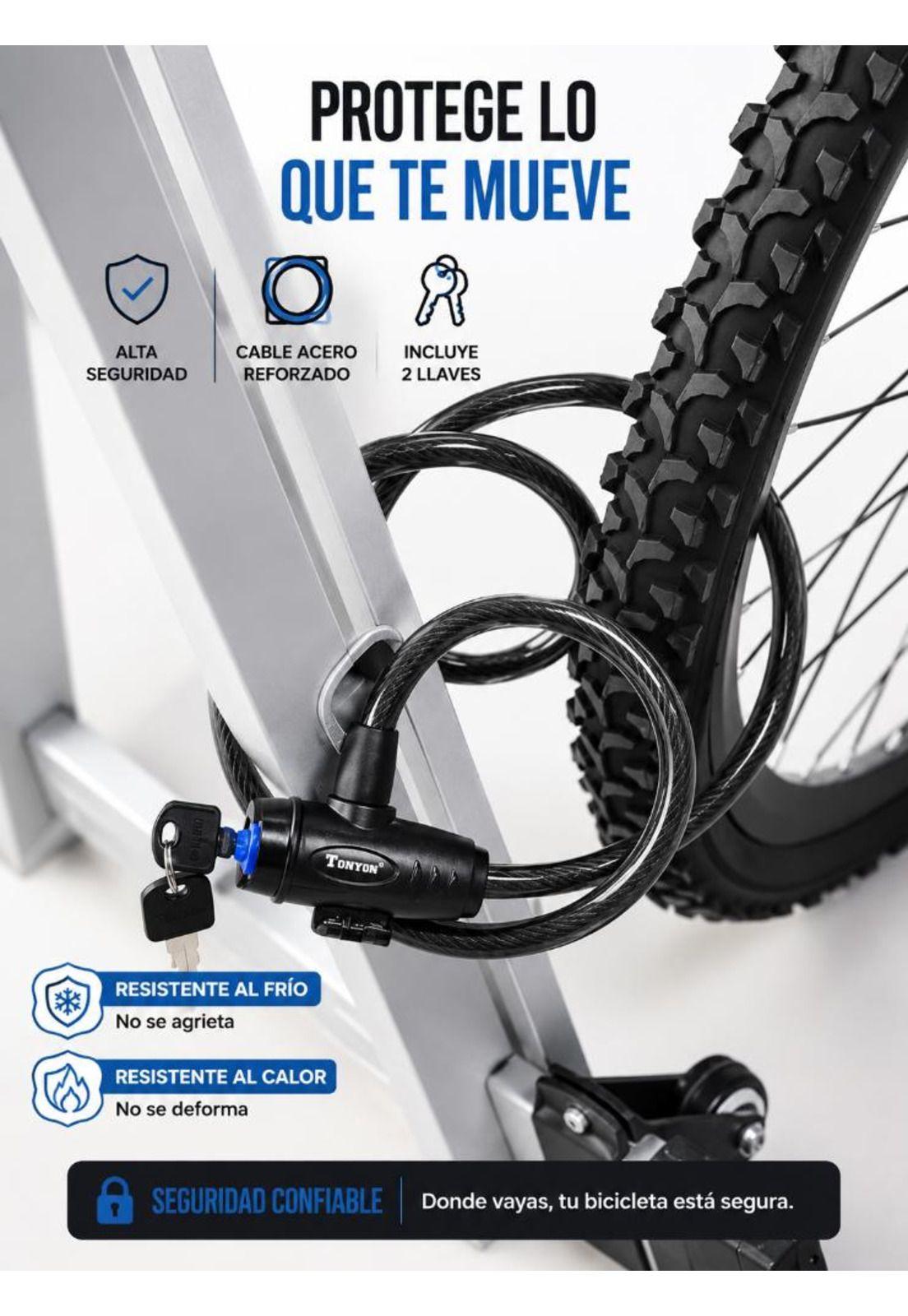 Candado Para Bicicleta Piola Y Manguera Con Soporte 2 Llaves-7