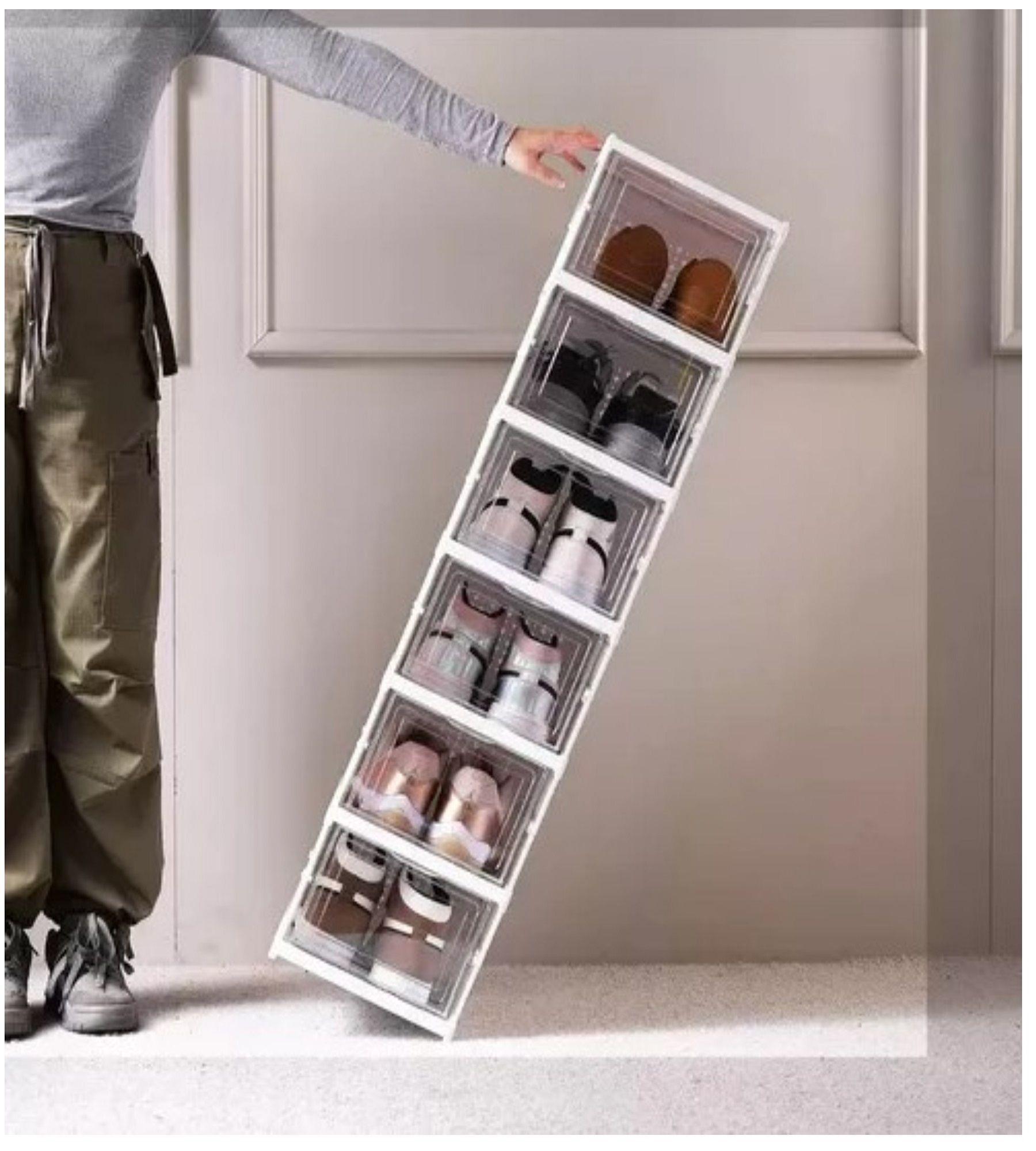Zapatera Plegable Cajas Organizadoras 6 Niveles Transparente-4