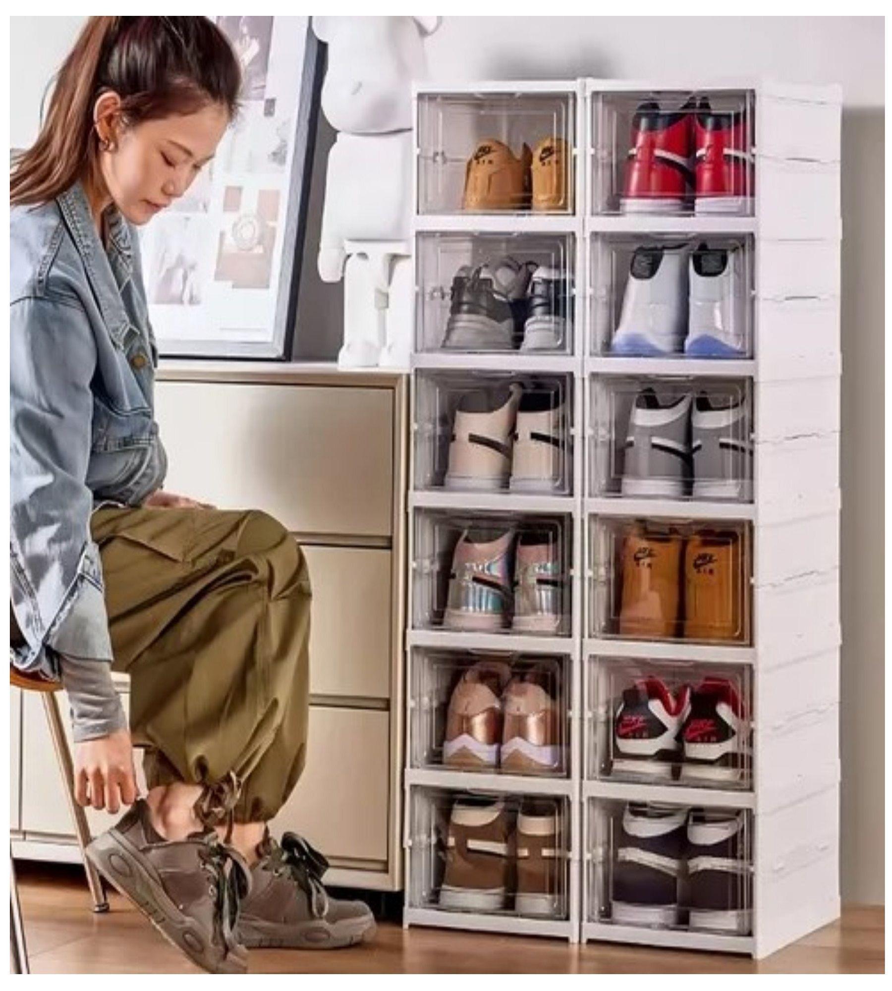 Zapatera Plegable Cajas Organizadoras 6 Niveles Transparente-7
