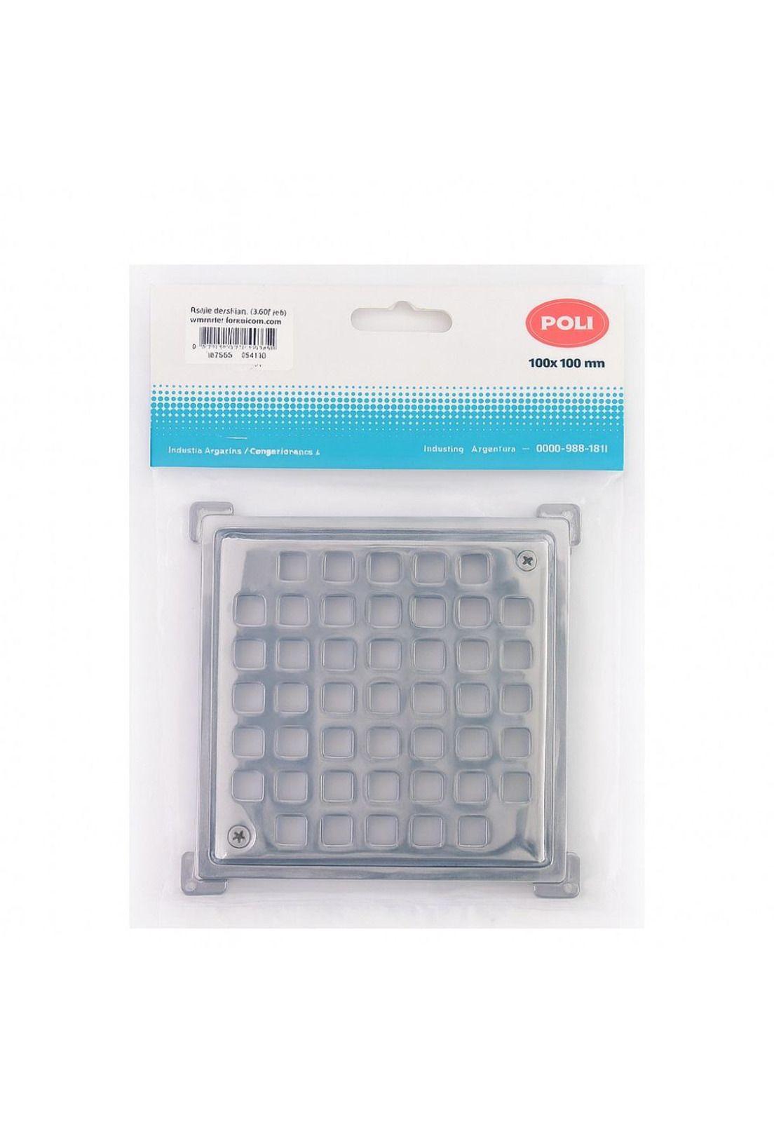Rejilla Pileta cuadrada 100mm Cromado ACERO INOXIDABLE POLI-2