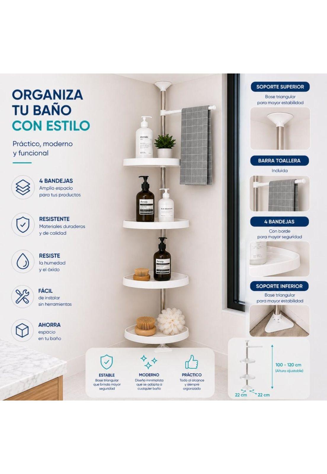 Organizador Esquinero Baño Multiuso 4 Pisos Repisas Ajusta-3