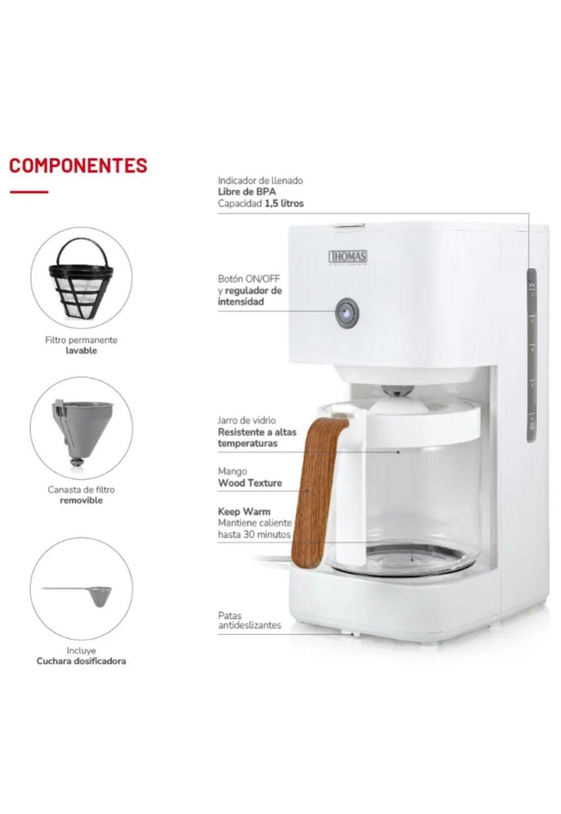 Cafetera de Filtro Thomas TH-134B Goteo 12 Tazas Keep Warm-4