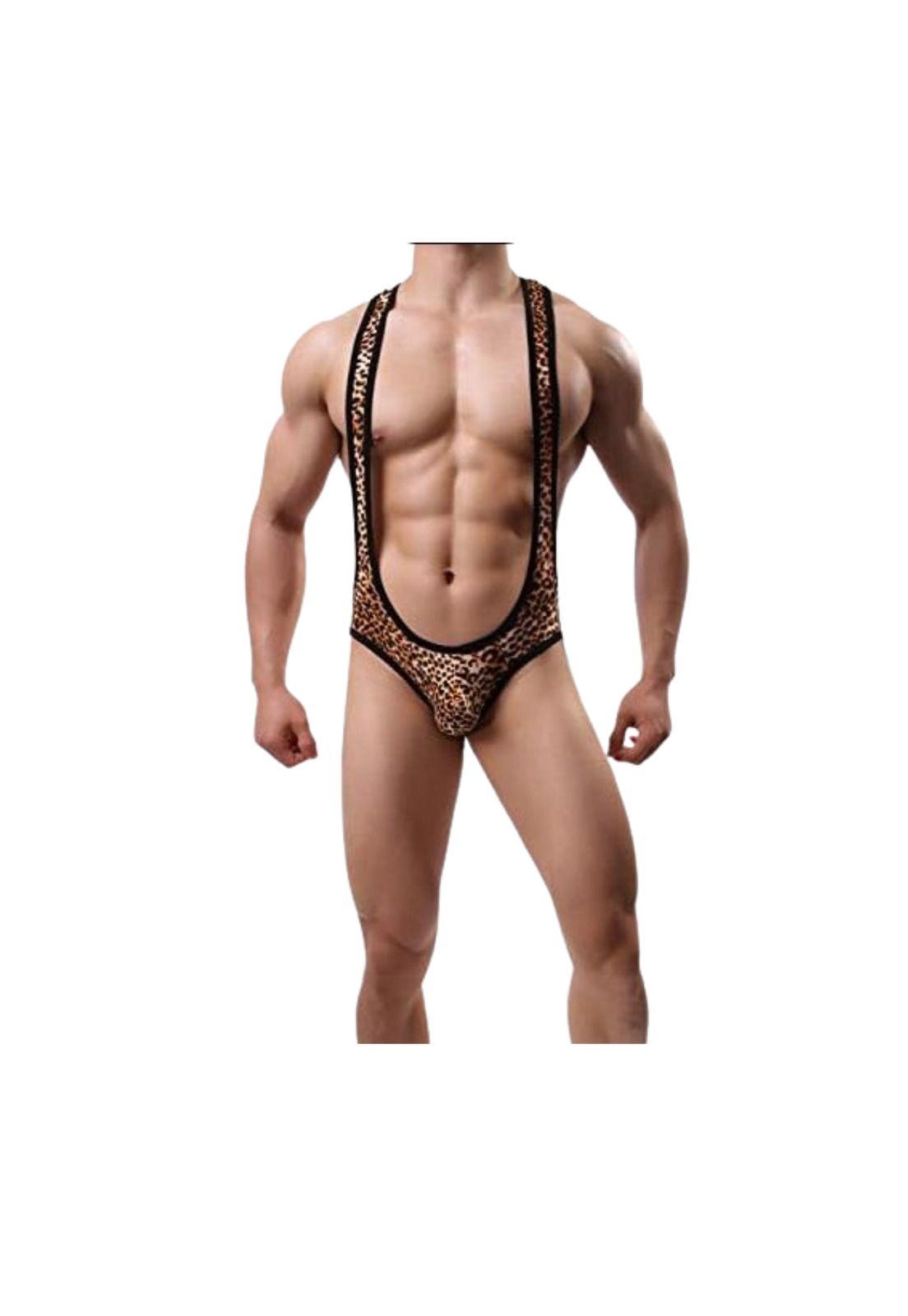 Ropa Interior Hombre Traje Leopardo Modelo Body Descubierto-1