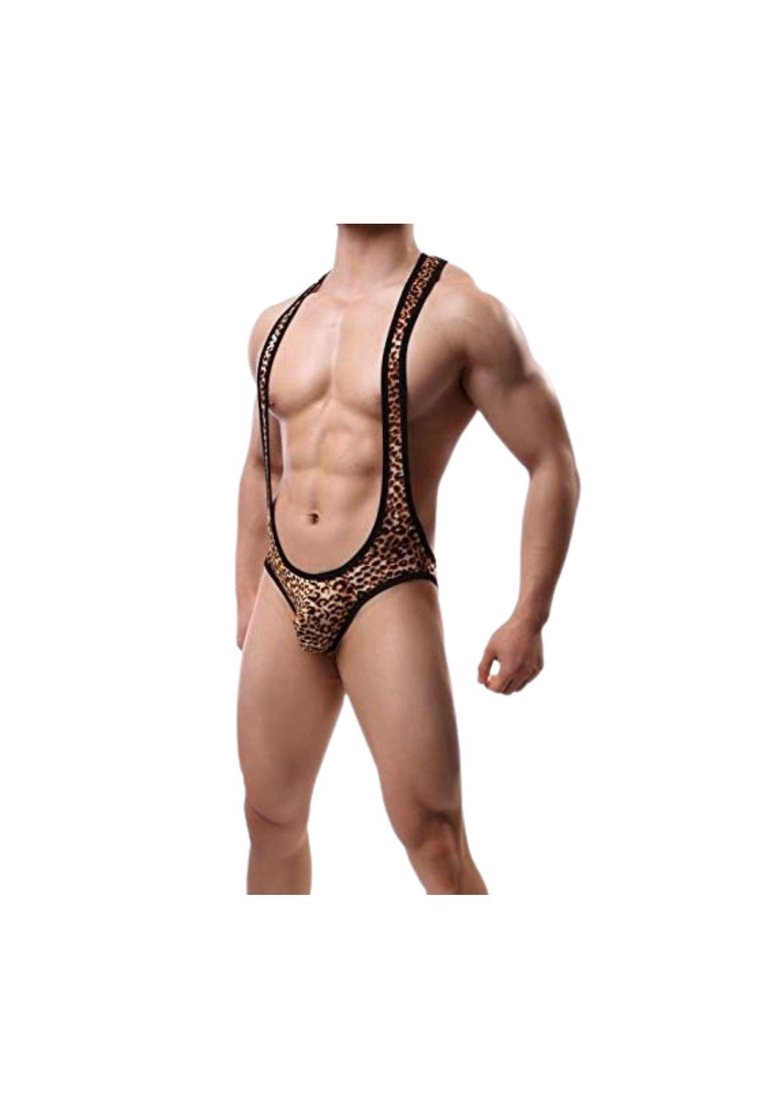 Ropa Interior Hombre Traje Leopardo Modelo Body Descubierto-2