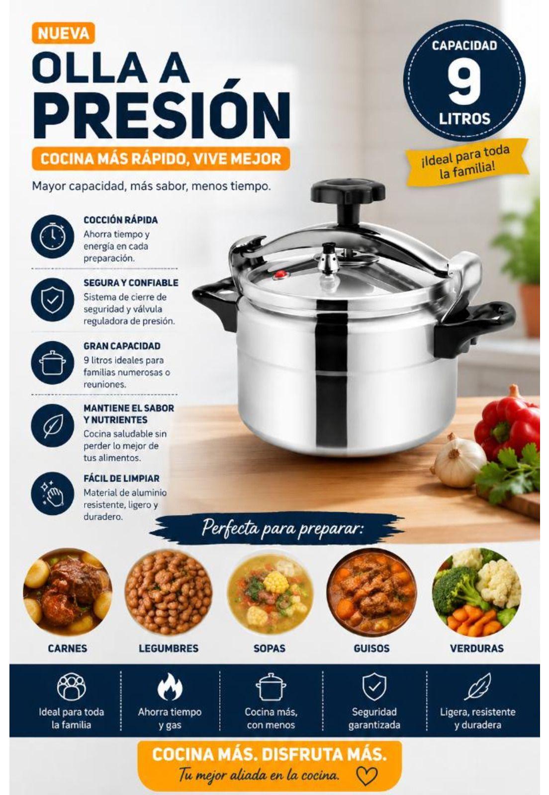 Olla A Presión Para Cocinar En Caliente De Aluminio 9 Litros-7