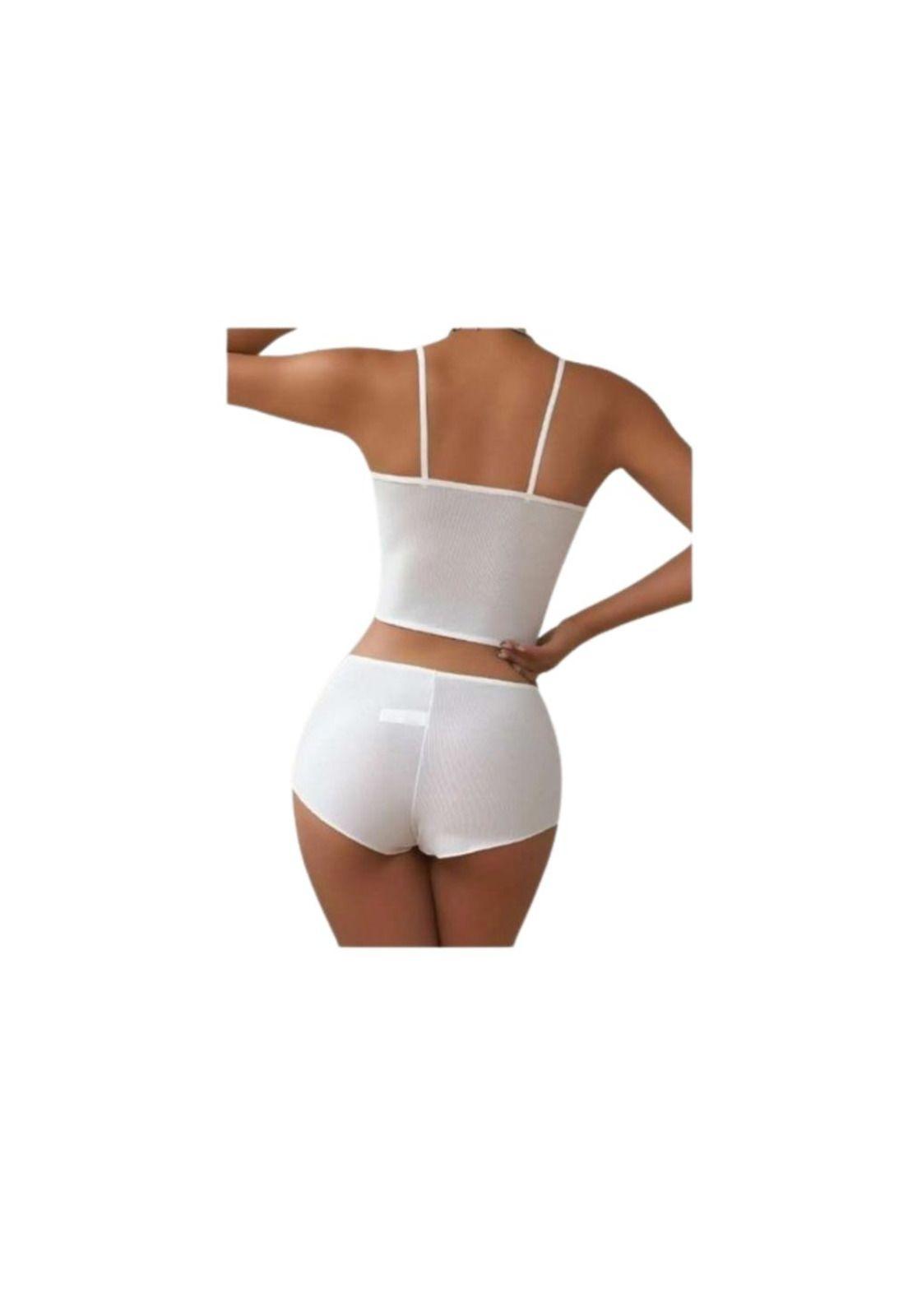 Lenceria Pijama Tela Seda Con Detalle Rosa Cuello Notch Sexy-4