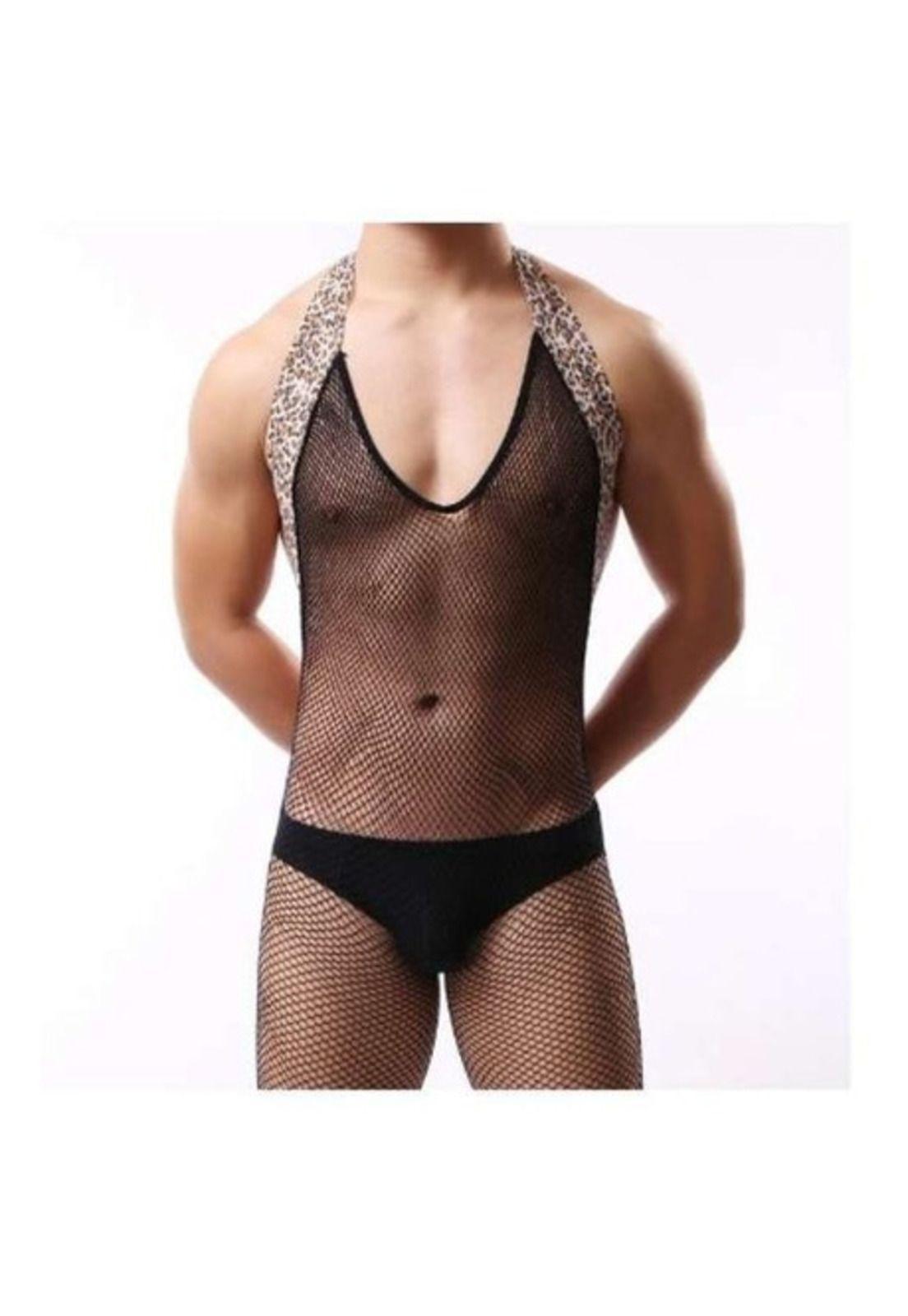 Lenceria Hombre Sexy Malla Tanga Para Ocasiones Especiales-4