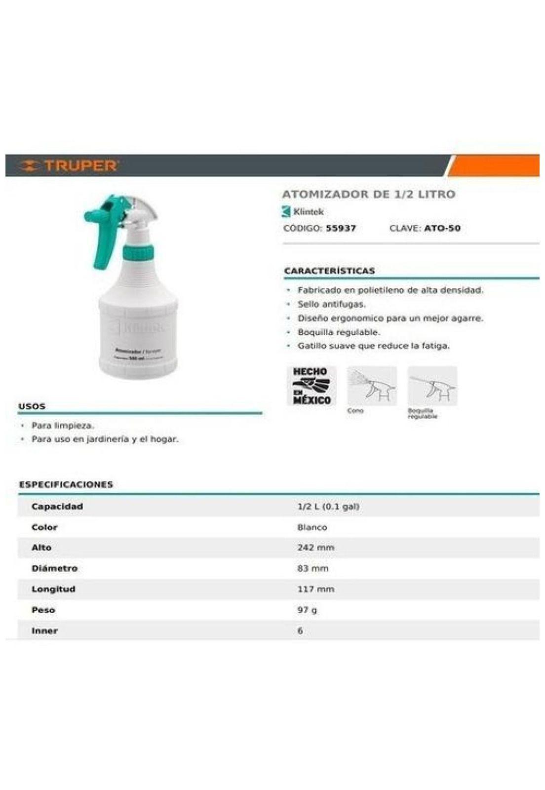 Atomizador 1/2 Litro Klintek Garantia 1 Año-2