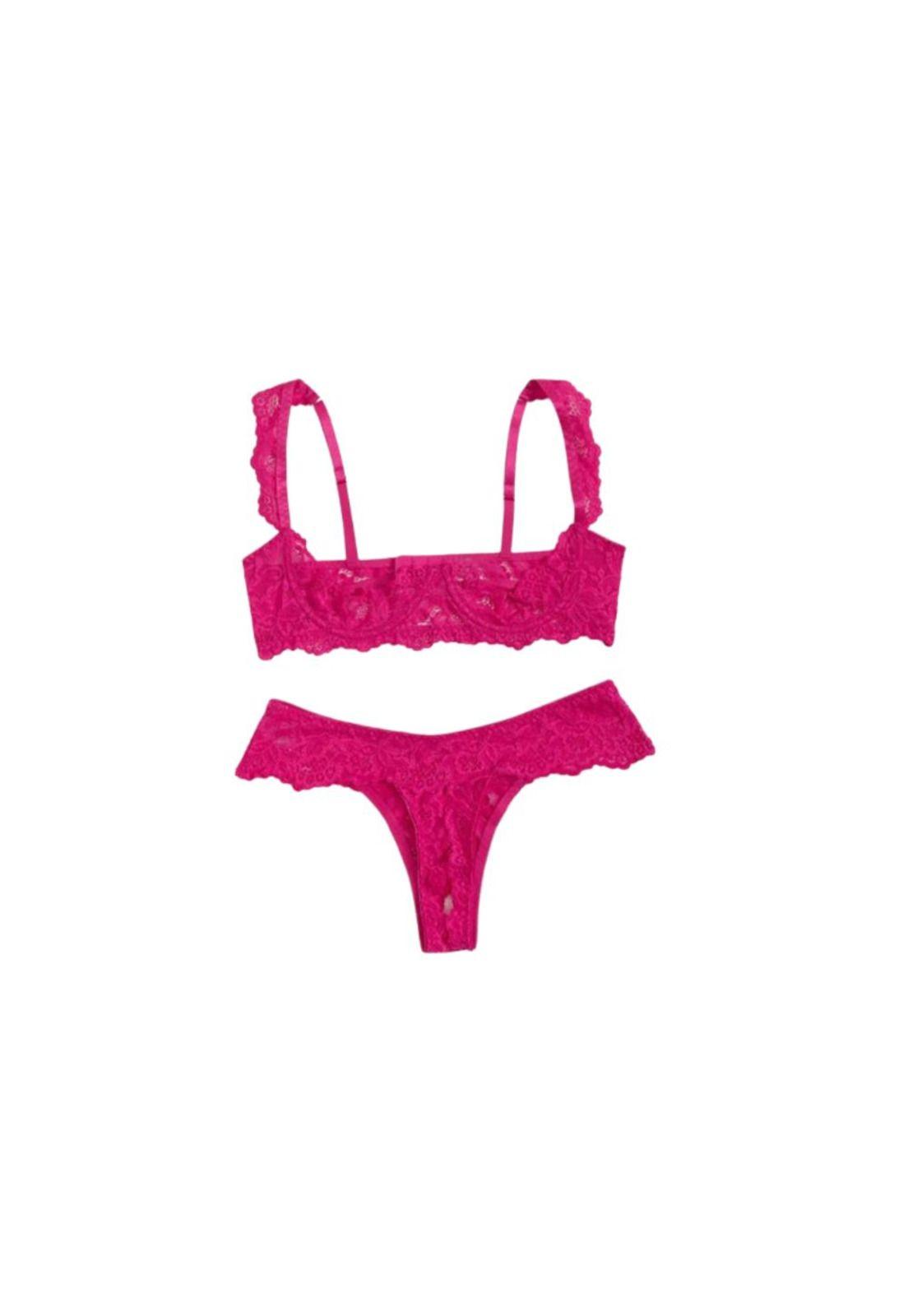 Lencería Ropa Interior Sexy con encaje de contraste aros 2pz-0