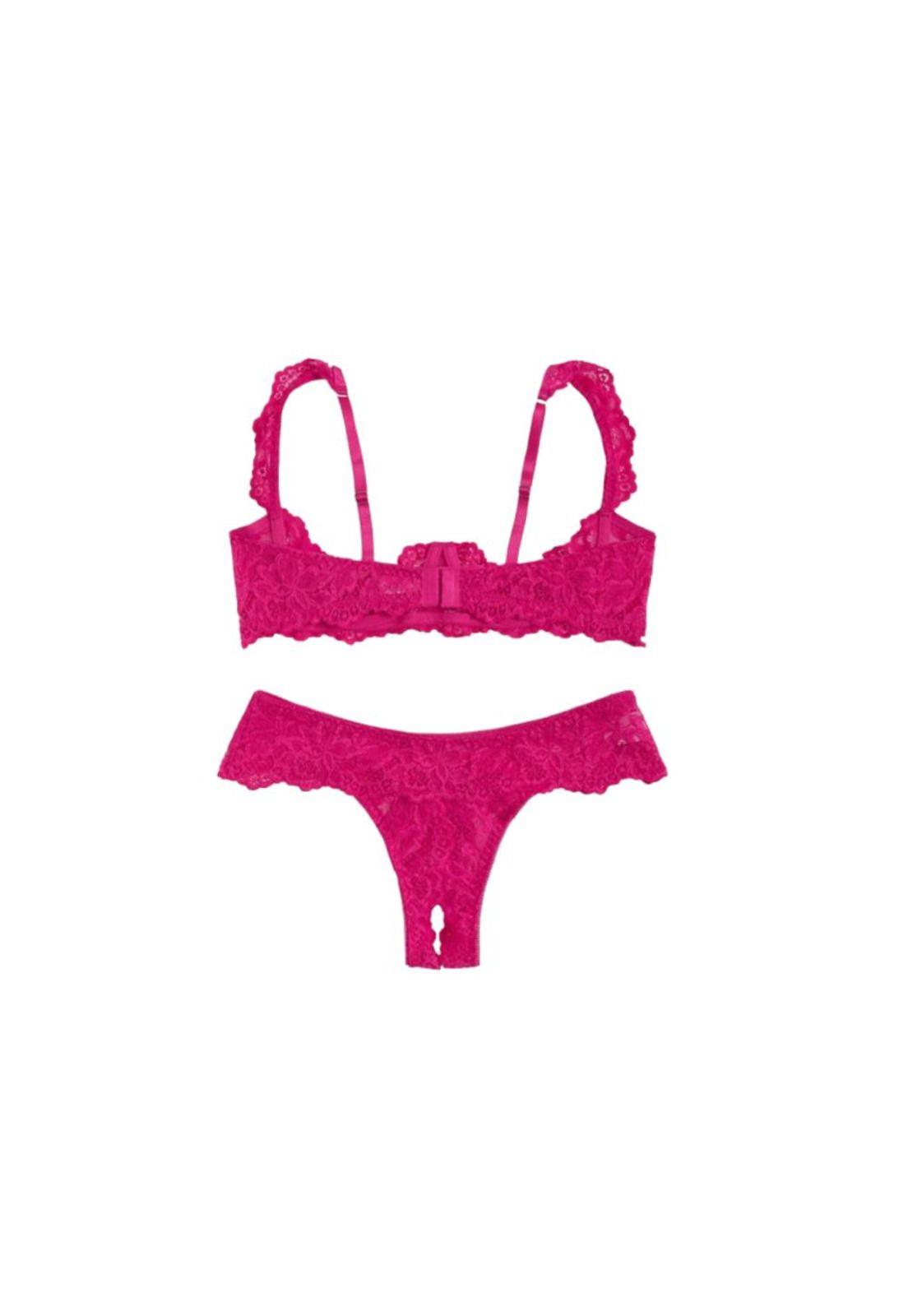 Lencería Ropa Interior Sexy con encaje de contraste aros 2pz-1