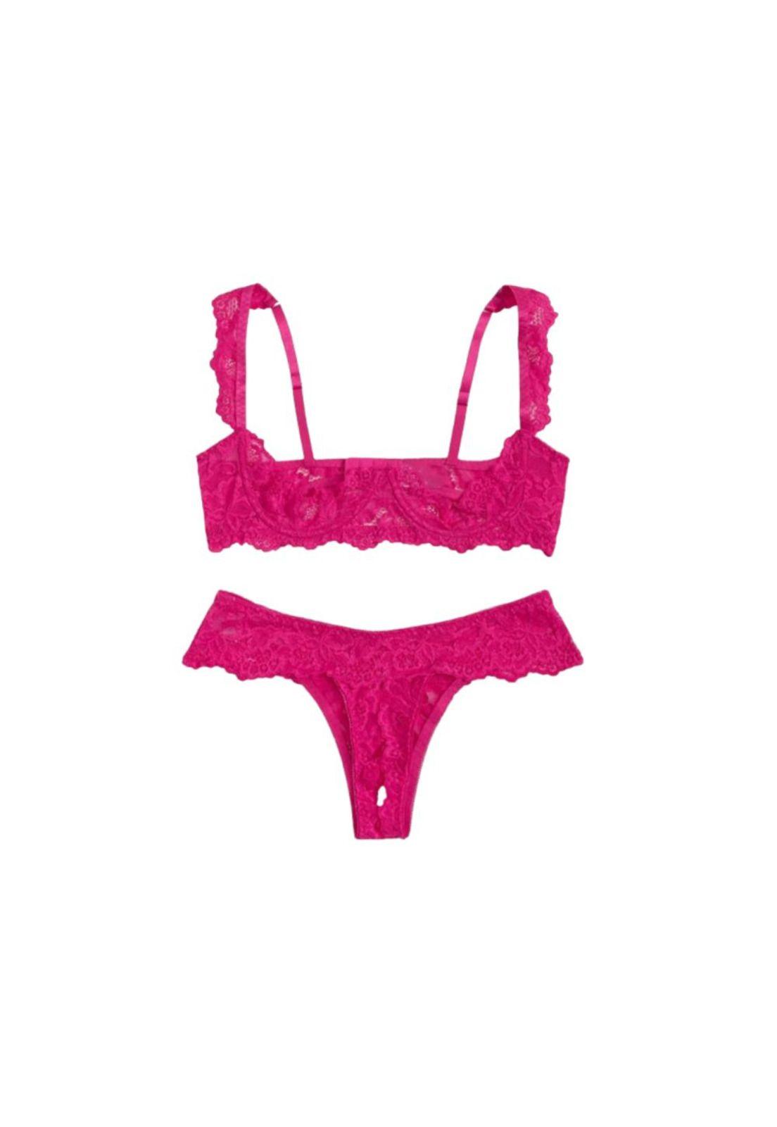 Lencería Ropa Interior Sexy con encaje de contraste aros 2pz-2