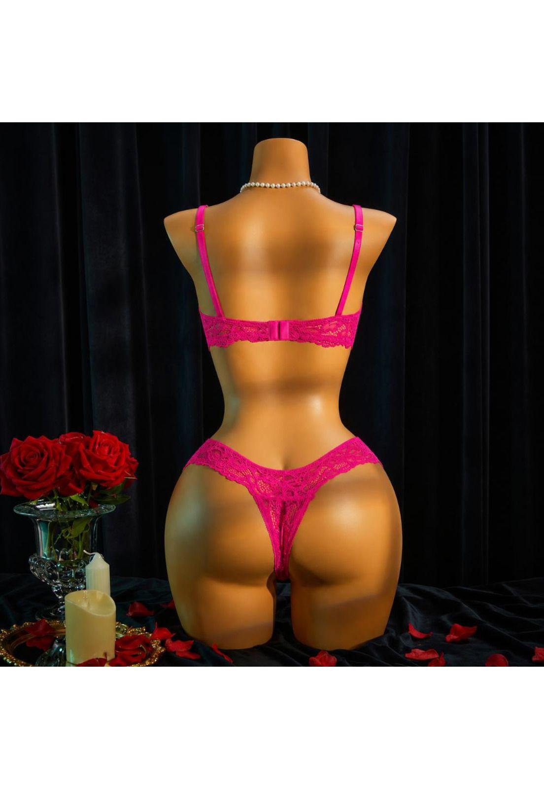 Lencería Ropa Interior Sexy con encaje de contraste aros 2pz-2