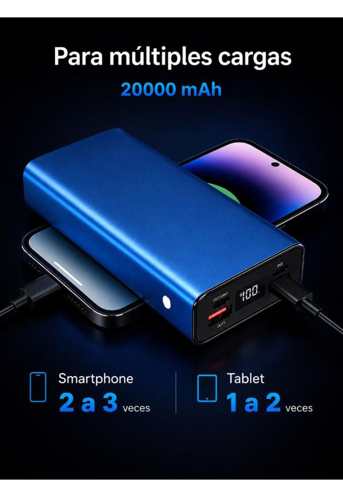 Batería Externa Power Bank 20000mAh Carga Rápida Portátil-4
