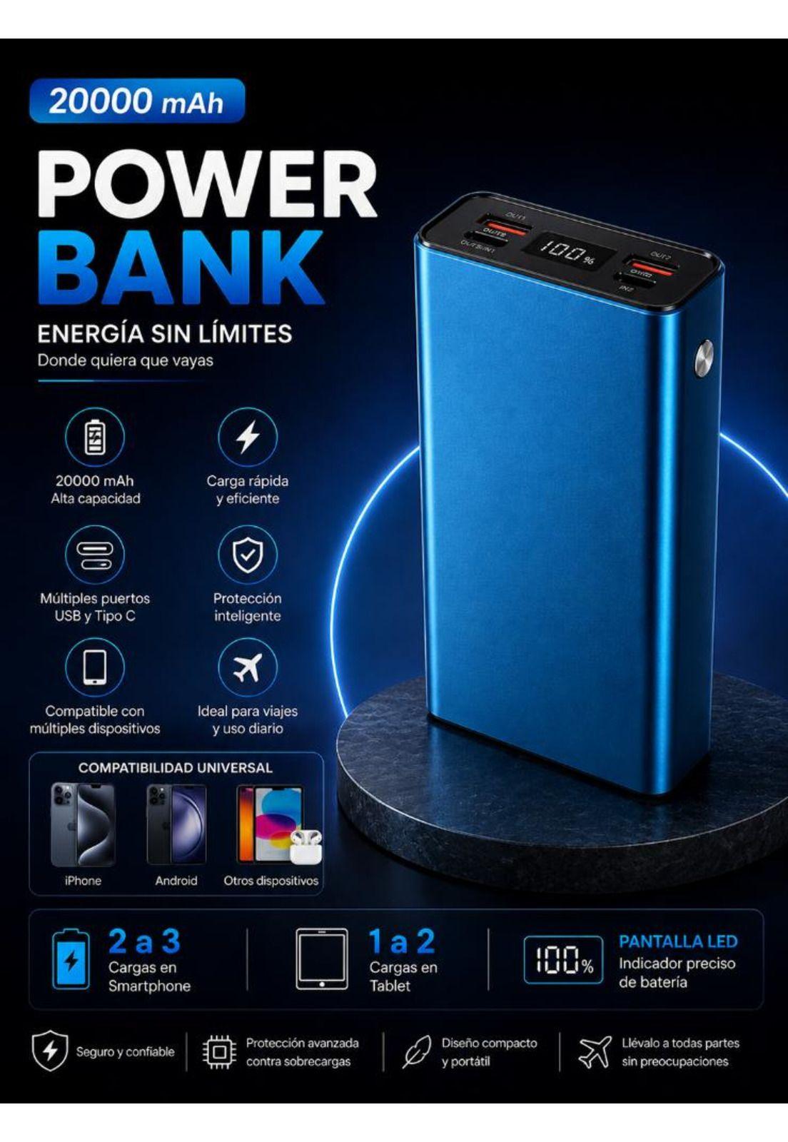 Batería Externa Power Bank 20000mAh Carga Rápida Portátil-8