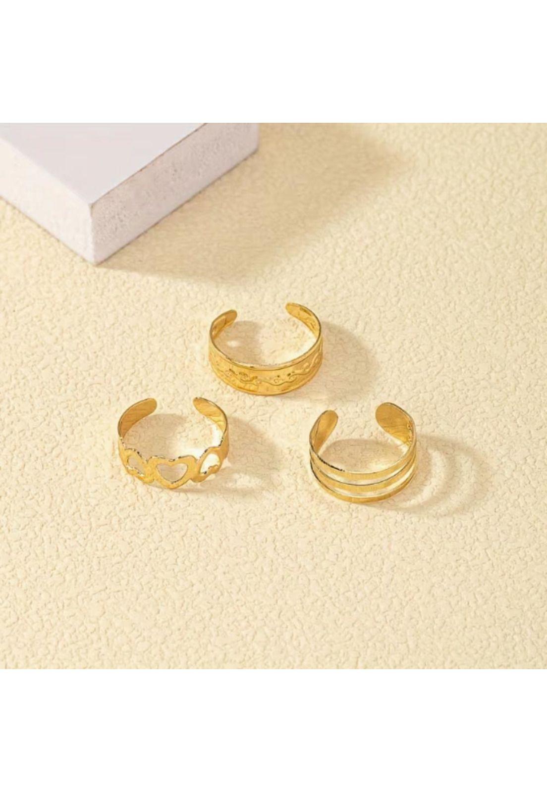 Set 3 Anillos Ajustables De Pies Dedos  dorados-2