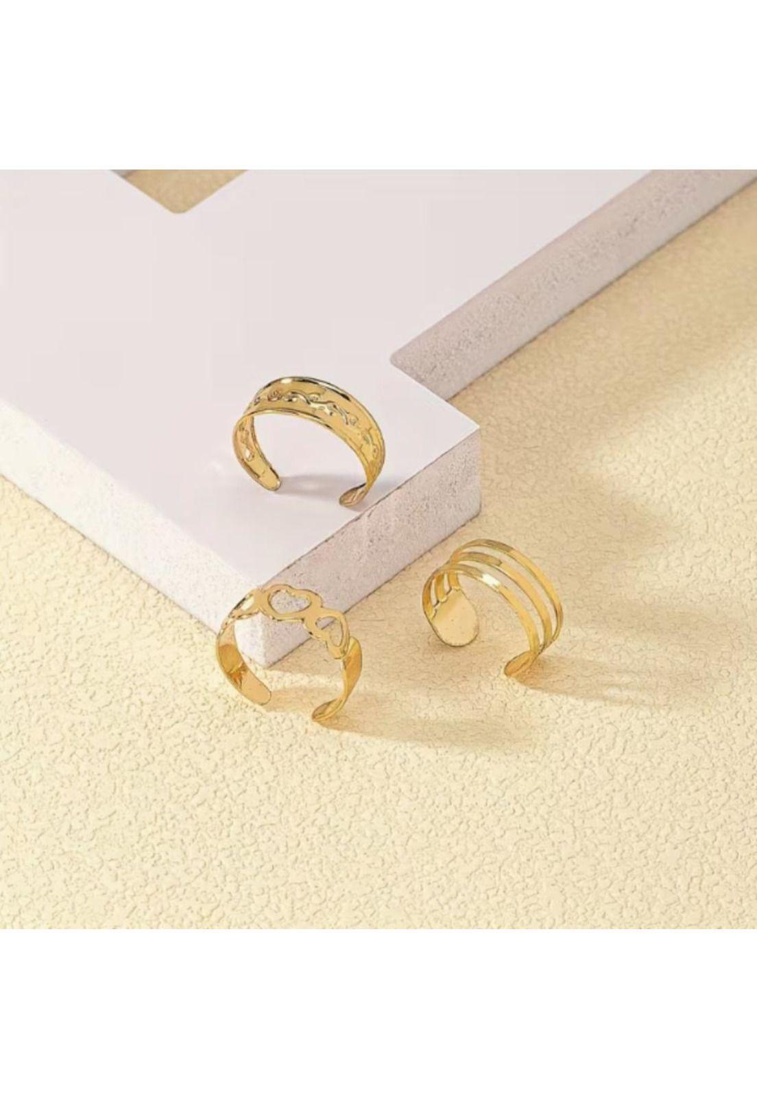 Set 3 Anillos Ajustables De Pies Dedos  dorados-3
