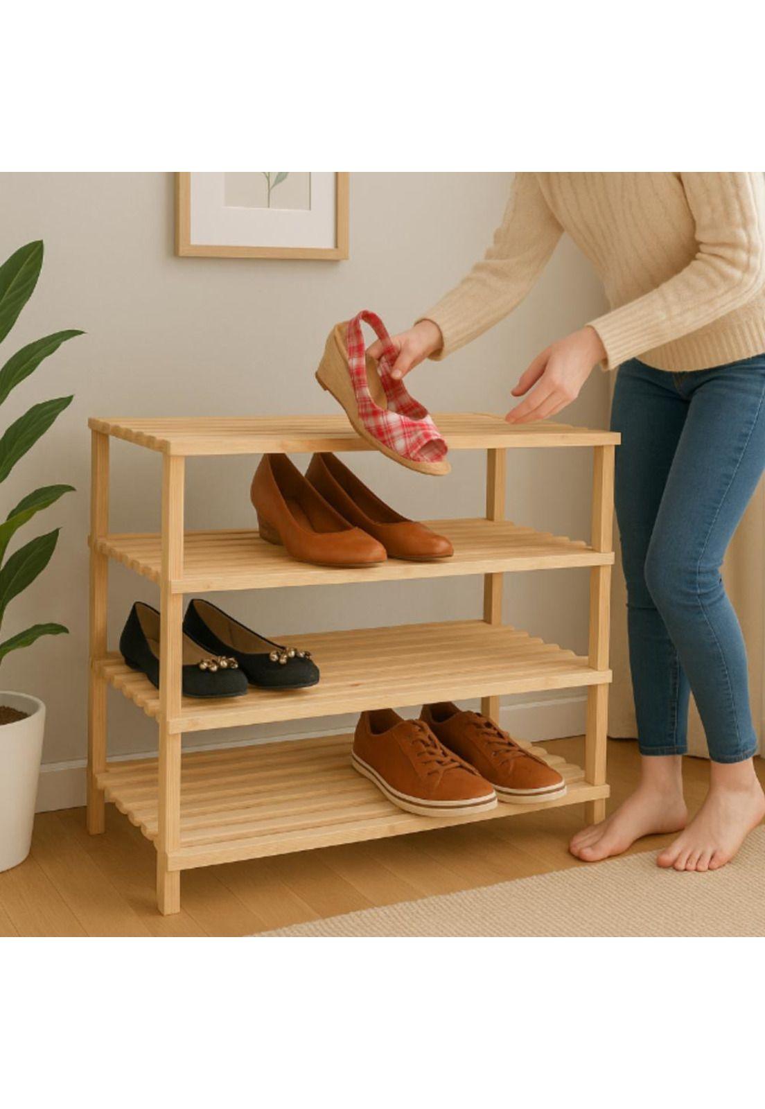 Zapatera de Madera 4 Niveles Color Natural-2