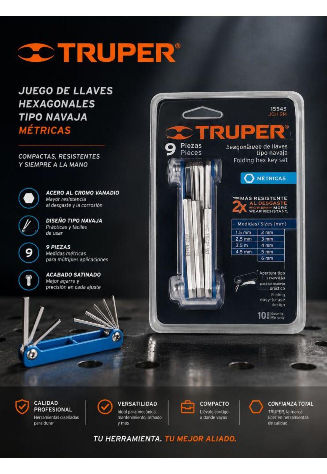 Juego De 9 Llaves Allen, Tipo Navaja, Truper (mm)-3