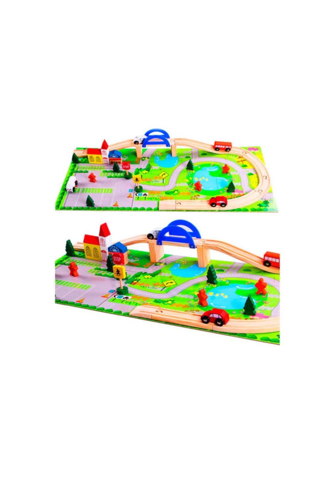 Pista de Auto Armable Ciudad Juguete Didáctico de Madera-5