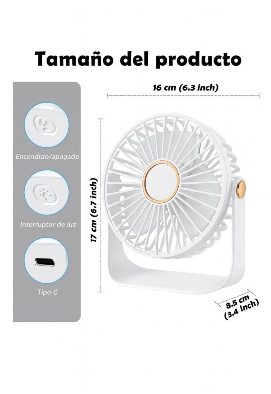 Ventilador de Escritorio Portátil USB con Luz Recargable 17 cm-2