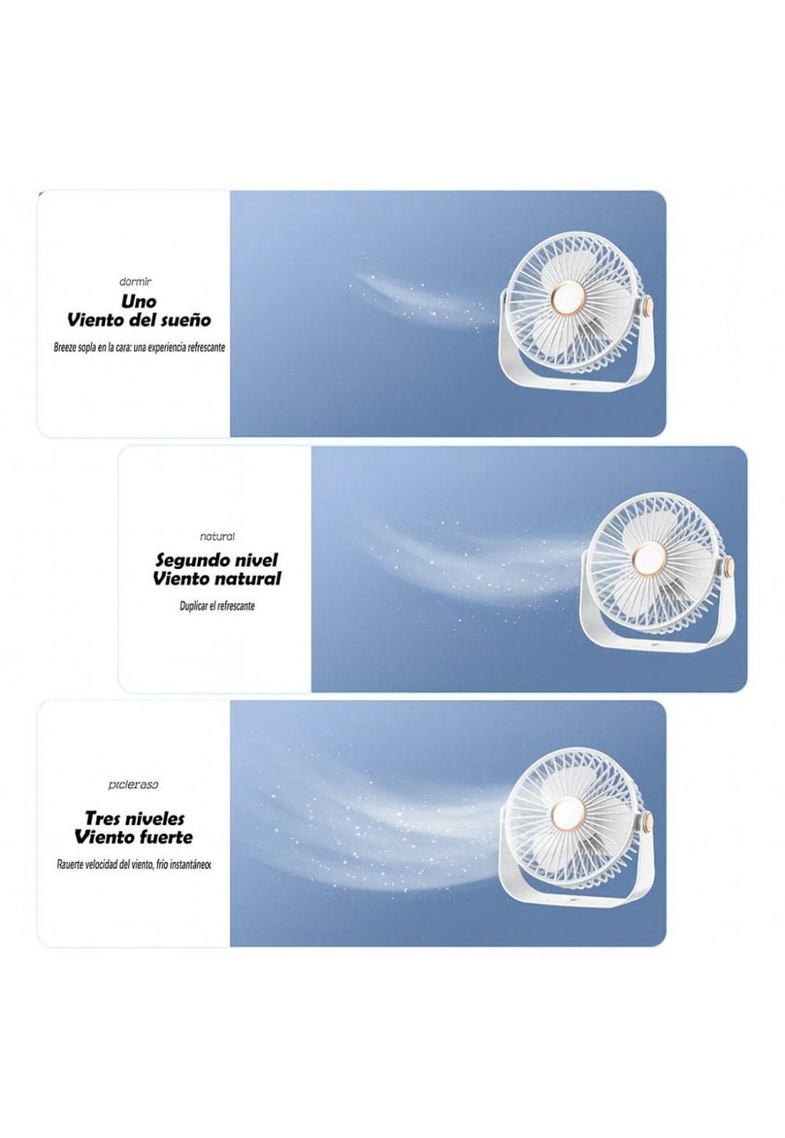 Ventilador de Escritorio Portátil USB con Luz Recargable 17 cm-4