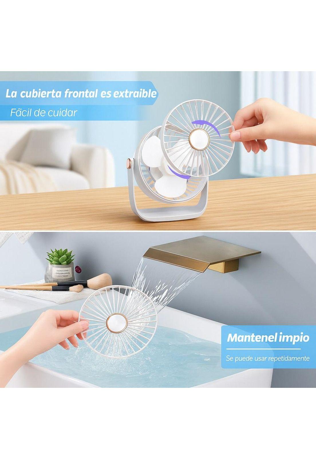 Ventilador de Escritorio Portátil USB con Luz Recargable 17 cm-7