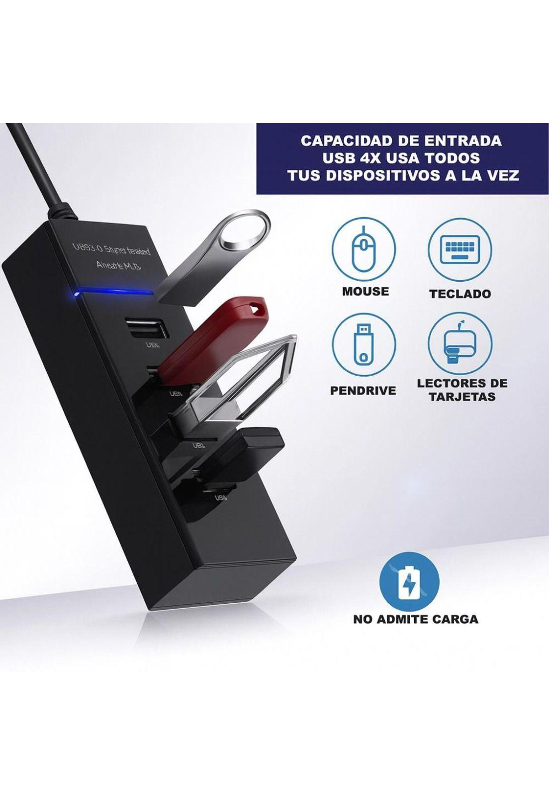 Hub 4 Puertos Multi Usb 3.0 Indicador Luz Led Adaptador-4