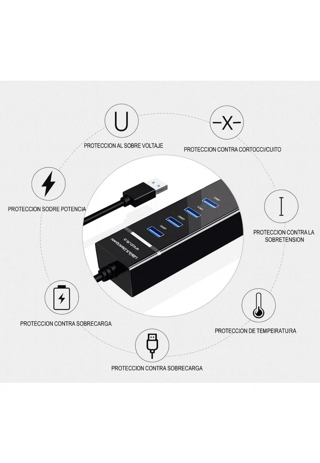 Hub 4 Puertos Multi Usb 3.0 Indicador Luz Led Adaptador-5