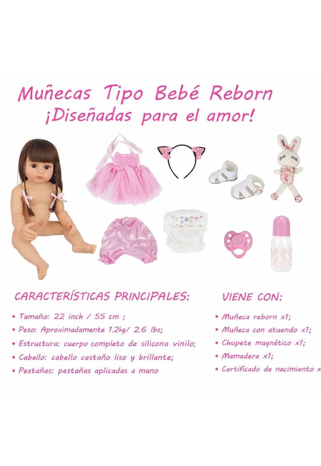 Muñeca Reborn Realista 55cm De Silicona  Con Accesorios-3