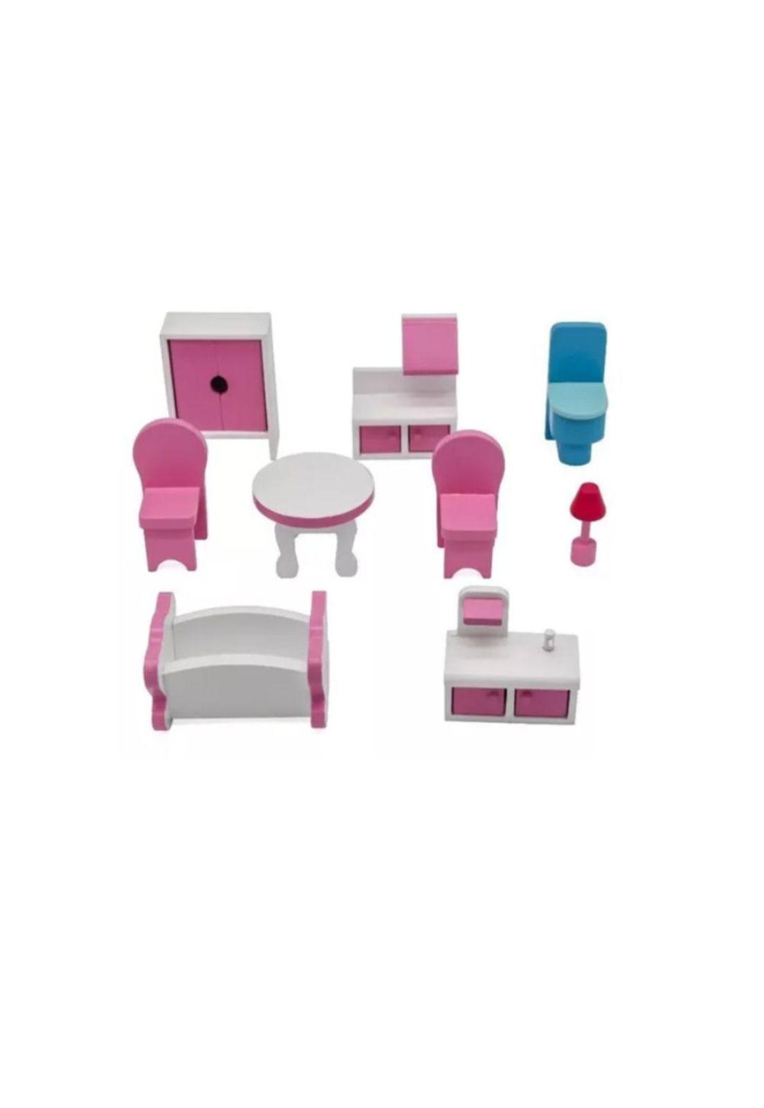 Casa De Muñecas Clásica De Madera Con Accesorios Niña Juego-3