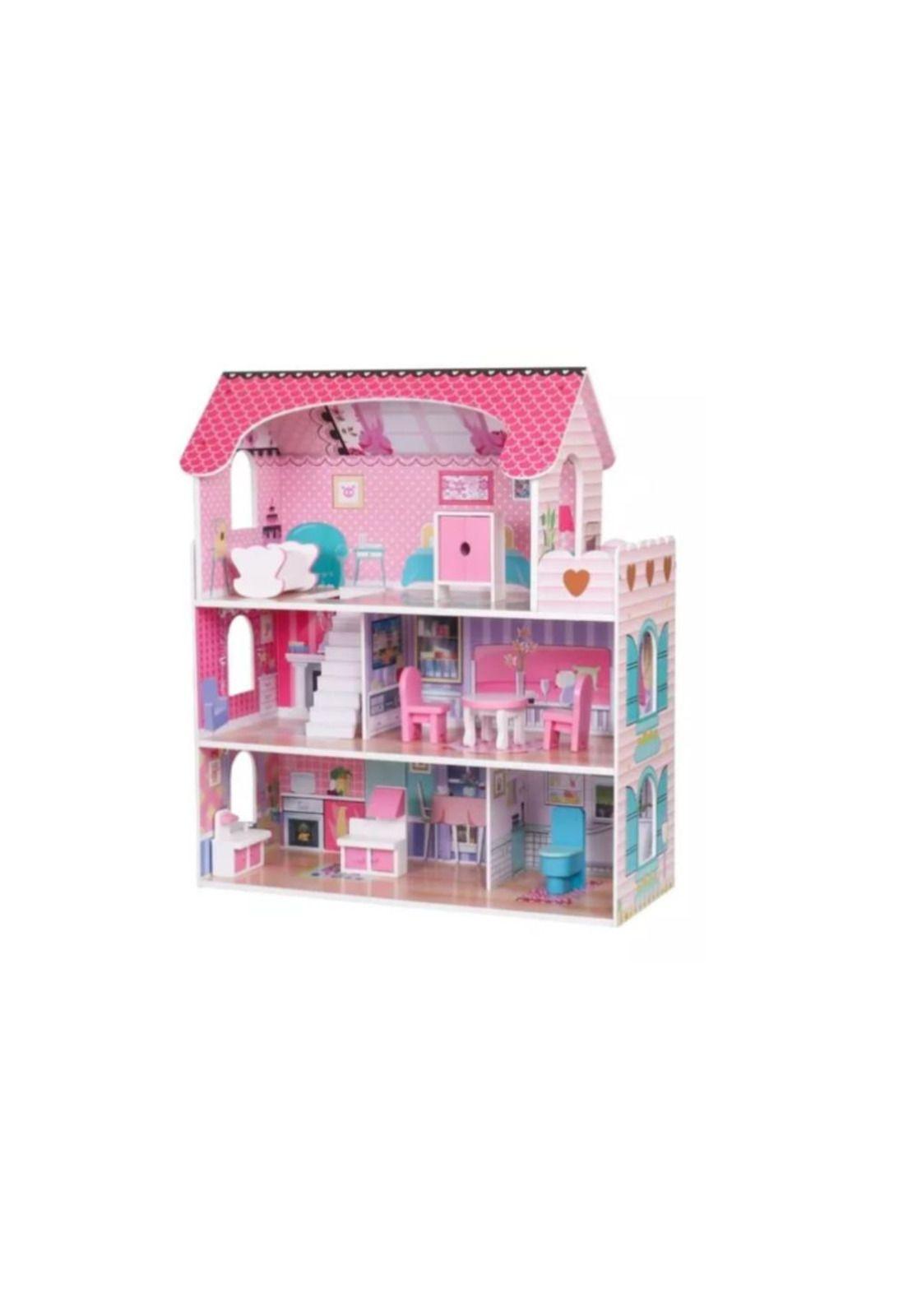 Casa De Muñecas Clásica De Madera Con Accesorios Niña Juego-5