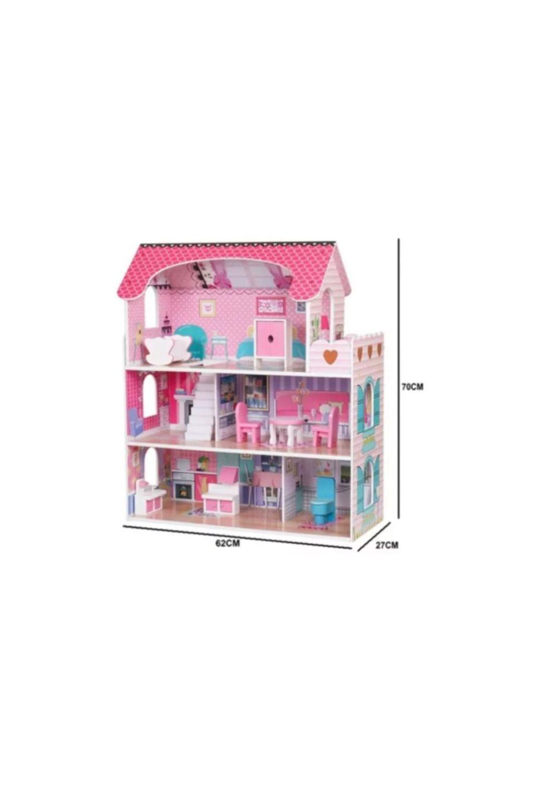 Casa De Muñecas Clásica De Madera Con Accesorios Niña Juego-7