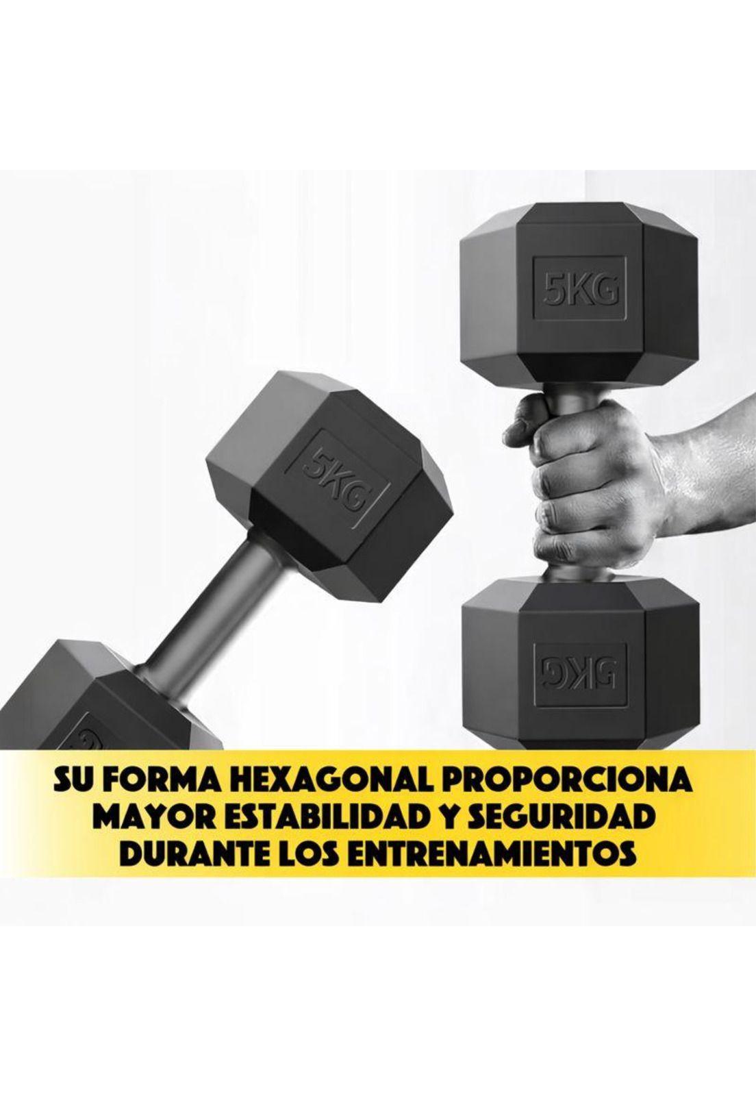 Mancuernas 5kg x2 Hexagonales PVC 10kg Total-9