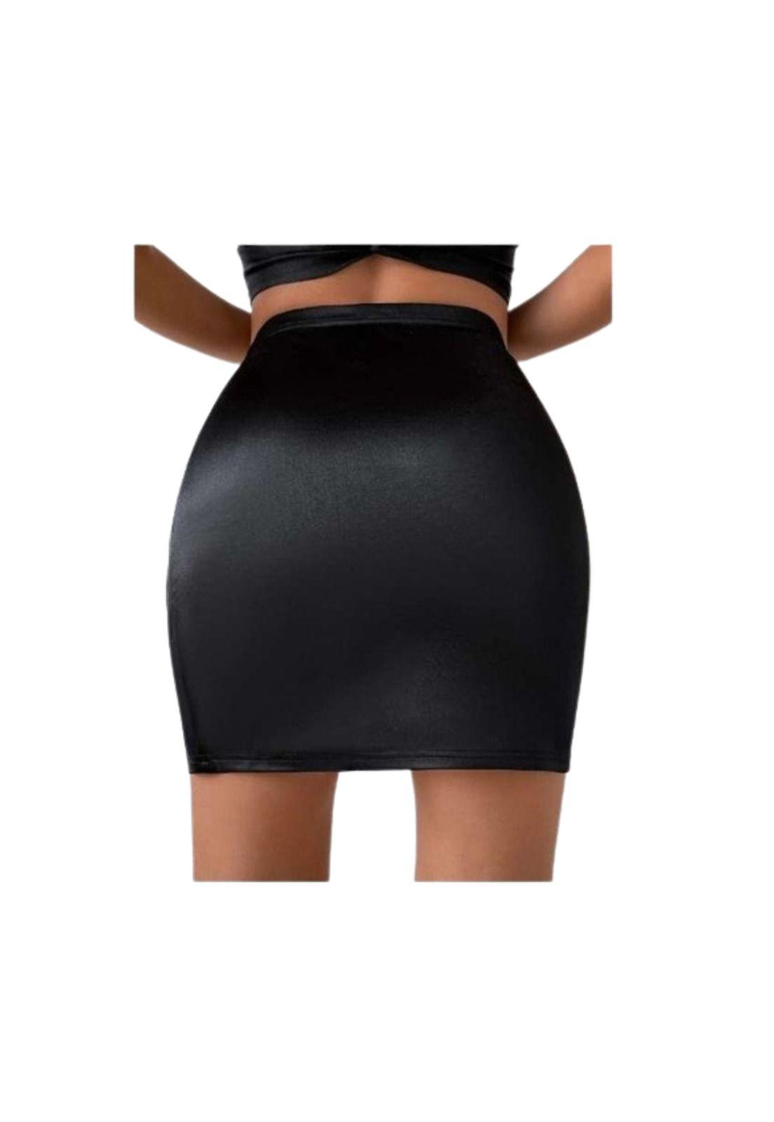 Falda Ecocuero Tiro Alto Abertura Cadena Fashion 2023-2
