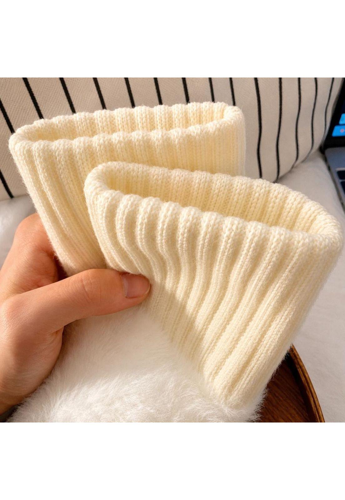 Guantes suaves  de invierno sin dedos medio dedo esponjoso-7