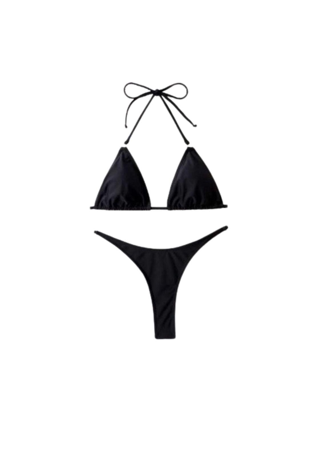 Traje Baño Bikini Hilo Detalle Piedra Roja Trasera Rubi-0