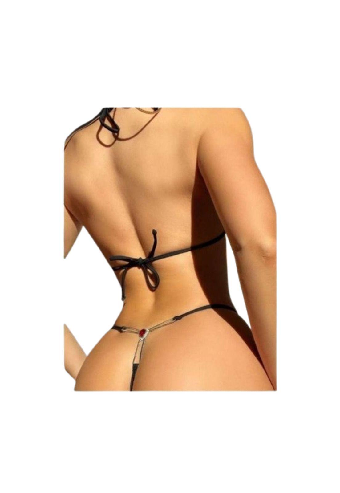 Traje Baño Bikini Hilo Detalle Piedra Roja Trasera Rubi-4